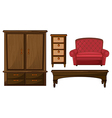 A closet drawer table and couch vector image