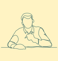 Businessman thinking thoughtful man outline vector image