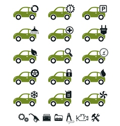 Car mechanic service and repair icons green set vector image