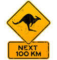 Roadsign Kangaroos Next 100 km vector image