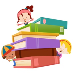 Kids with books vector image