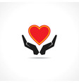 Hand protecting a heart icon vector image