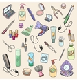 Beauty and cosmetic hand drawn items Beauty and cosmetic hand drawn items vector image