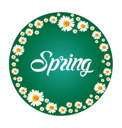 Spring frame with white chamomile flowers on green Spring frame with white chamomile flowers on green vector image