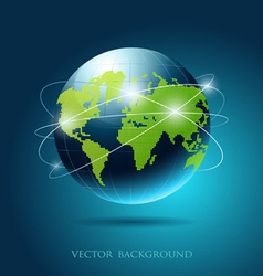 Modern globe network blue background vector image