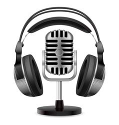 Retro microphone headphones vector image