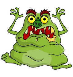 Ugly green monster cartoon vector image