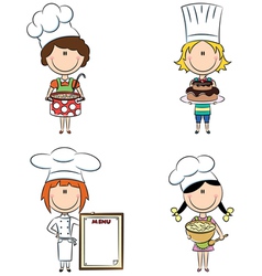 Cartoon female chefs vector image