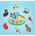 Cyber crime protection isometric concept vector image