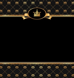 Vintage black background with golden frame vector image