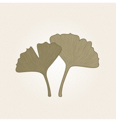 Retro hand drawn Gingko leaves isolated on brown vector image