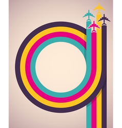 Background with colorful airplanes vector image