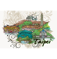 Taipei doodles vector image