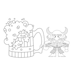 Dwarf with great beer mug contour vector image