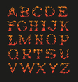 Alphabet in the shape of fire vector image