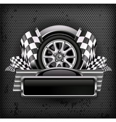 Emblem races checkered flag background vector image