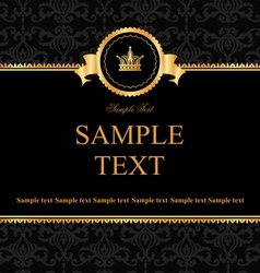 Vintage black background with golden frame vector image