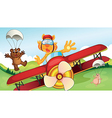 Animals and airplane vector image