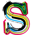 Grunge colorful font Letter s vector image