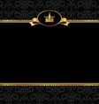 Vintage black background with golden frame vector image