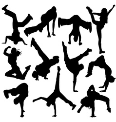 Silhouette break dance vector image