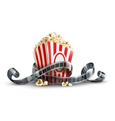 Paper bag with popcorn and vector image
