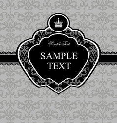 Vintage gray damask background with black frame Vintage gray damask background with black frame vector image