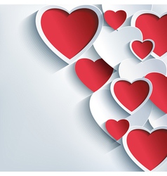 Stylish Valentine background 3d red gray hearts vector image