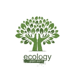 Tree and hands Logo icon vector image