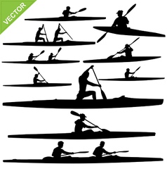 Kayaking silhouettes vector image