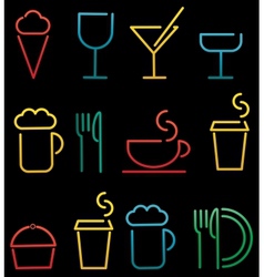Colorful beverage and food set vector image