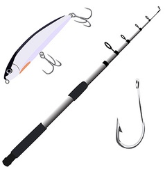 Telescopic fishing rod colorful template Vector Image