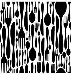 Cutlery pattern in black and white vector image