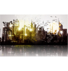 Grunge city panorama vector image