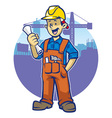 Smiling construction worker wear a hard hat vector image