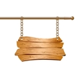 Wooden sign suspended on chains vector image