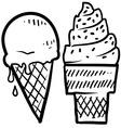 Doodle ice cream cone vector image