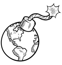 Doodle bomb earth Doodle bomb earth vector image