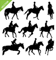 Horse riding silhouettes collections vector image