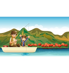 Having fun while fishing vector image