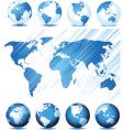 Globe and map background vector image