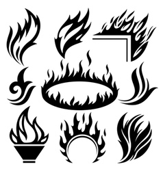 Fire signs and tattoos set vector image
