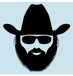 Bearded man silhouette vector image