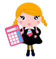 Beautiful blond school girl with calculator vector image