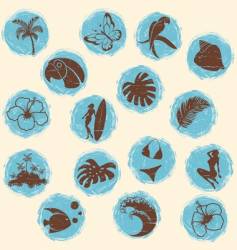 Tropical grunge buttons vector image