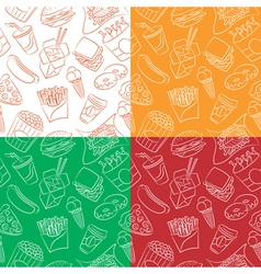 Different seamless with fast food vector image