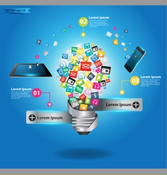 Creative light bulb with cloud application icon vector image