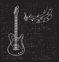 Electric guitar and music notes hand drawn Electric guitar and music notes hand drawn vector image