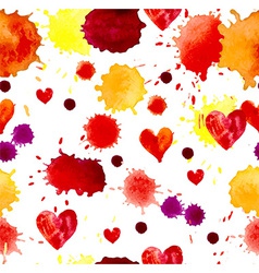 Watercolor colorful blot and heart seamless vector image