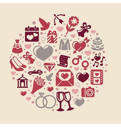 Round concept with wedding icons - vintage vector image